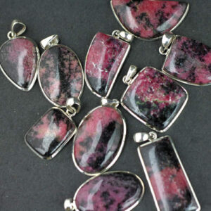 Rhodonite Cabochon Pendant, Various Shapes