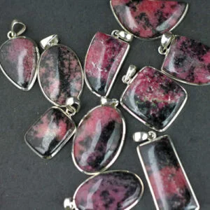 Rhodonite Cabochon Pendant, Various Shapes