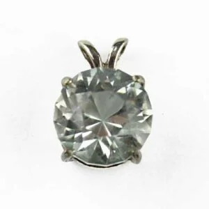 Clear Topaz Faceted Round Pendant 8 ct (includes mounting) 10 mm in diameter, 7 mm deep