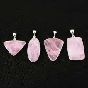 New Featured Stones quartz rose cabochon pendants 1 Pur Crystal