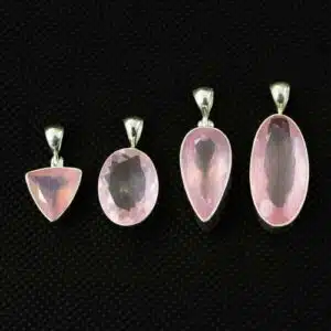 New Featured Stones quartz rose faceted pendants 1 Pur Crystal